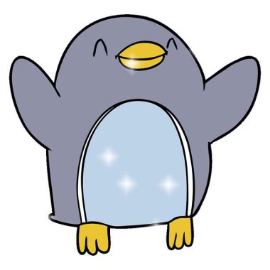 Mutluluktan zıplayan basit bir çizgi film pengueni.