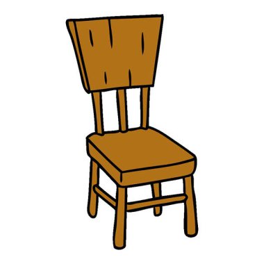 Basit bir döngü çizilmiş el çizimi ahşap sandalye karalaması.