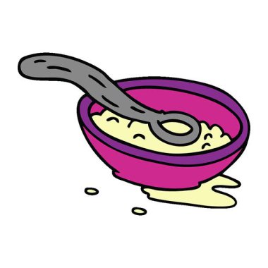 Basit bir döngü çizilmiş el çizimi mısır gevreği kasesi karalaması.