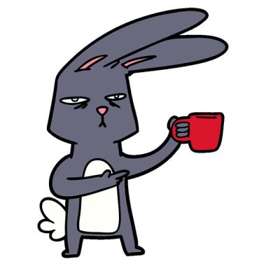 Kahveli basit bir çizgi film tavşanı.