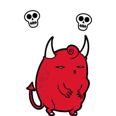 Basit bir çizgi film animasyonu Şişko küçük cadılar bayramı şeytanı