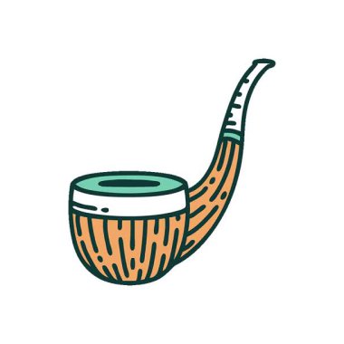 Sigara içen piposunun basit bir ikonik dövme görüntüsü