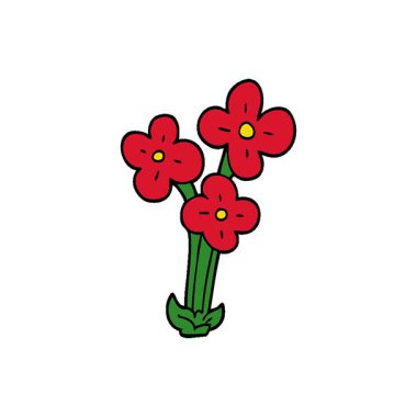 Basit bir çizgi film çizgi filmi çizimi. Bir demet çiçek.