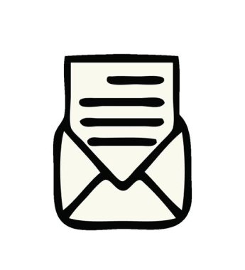 Basit bir döngü, sevimli bir mektup ve zarf çizgi filmi.