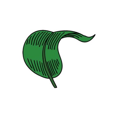 Basit bir kıvrımlı çizgi film karakteri yaprak üflüyor.