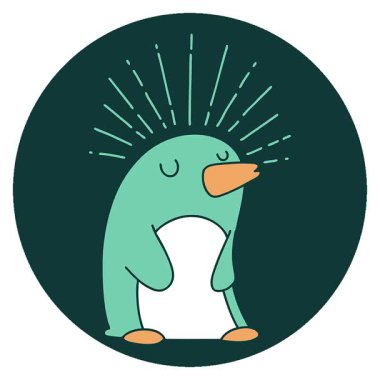 Dövme stili mutlu bir penguenin basit bir döngü simgesi