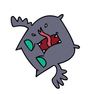 Şirin, korkutucu kawaii yarasasının basit bir çizim çizimi.