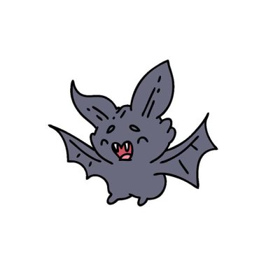 Süper şirin bir Cadılar Bayramı yarasasının basit bir çizgi filmi.