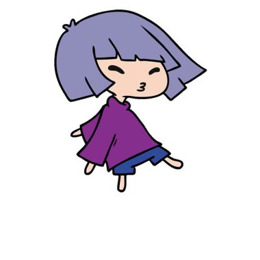 Tatlı bir kawaii kızının basit bir çizgi film çizimi.