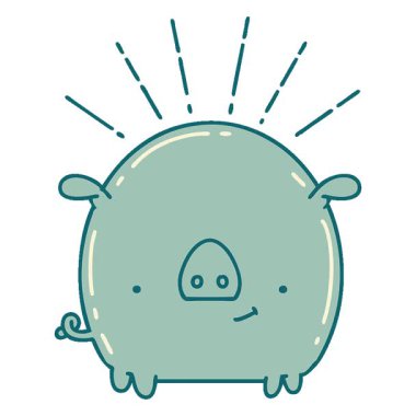 Geleneksel dövme stili domuz karakterinin basit bir canlandırması.