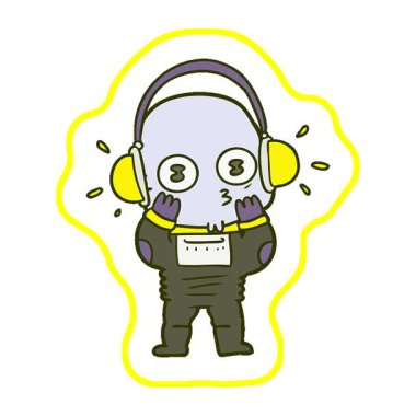 Basit bir döngülü çizgi film. Garip kel uzay adamı.