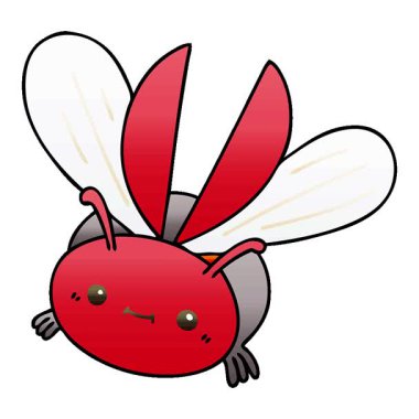 Basit bir döngü hareketli, gölgeli, uçan karikatür böceği.