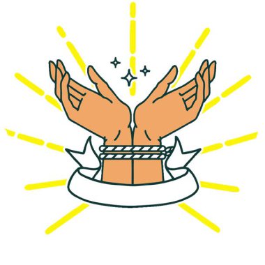 Basit bir döngülü geleneksel dövme. Bir çift bağlanmış el dövmesi.