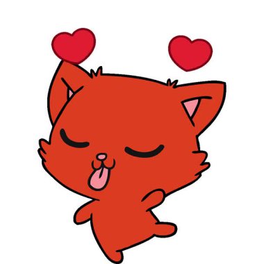 Şirin bir kawaii kedisinin basit bir serbest çizim çizgi filmi.