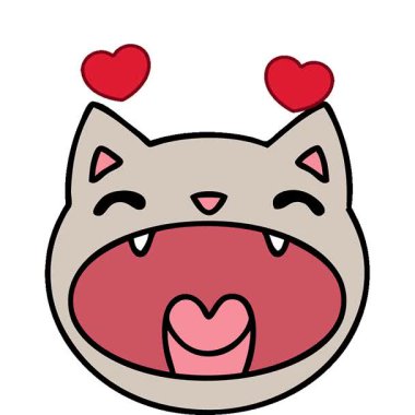 Bir kedinin esnediği ya da belki de yüksek sesle miyavladığı basit bir çizgi film.