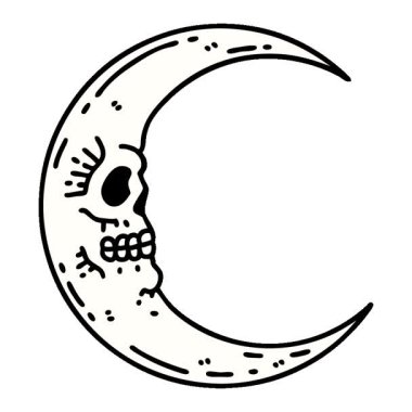 Geleneksel kafatası ay şeklinde basit bir döngü dövmesi.