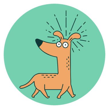 Basit bir dövmeli animasyon. Şaşırmış bir köpek.