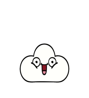 Beyaz bir bulutun basit bir çizgi filmi.