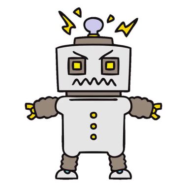 Basit bir döngü hareketli el çizimi çizgi film robotu