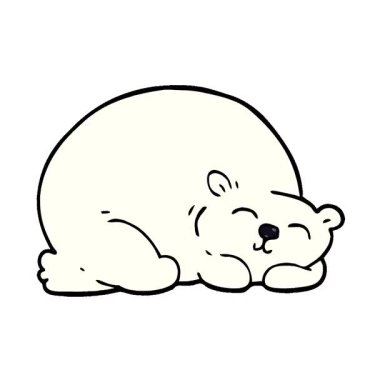 Basit bir çizgi film karikatürü. Mutlu kutup ayısı uyuyor.