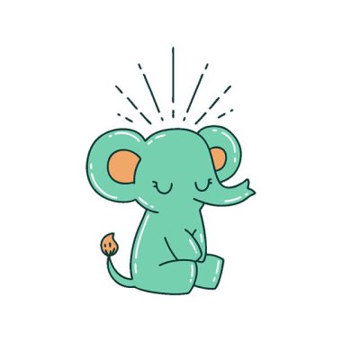 Geleneksel dövme stili şirin bir filin basit bir canlandırması.