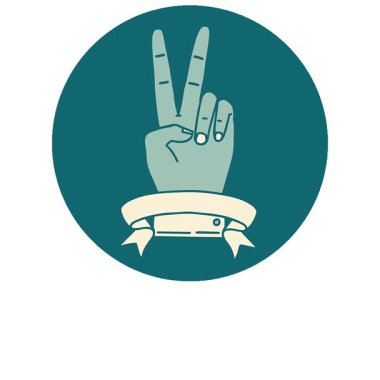 Basit bir döngü animasyonu Retro Tattoo Stili barış İki el işareti