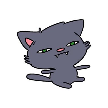 Şirin bir kawaii kedisinin basit bir serbest çizim çizgi filmi.