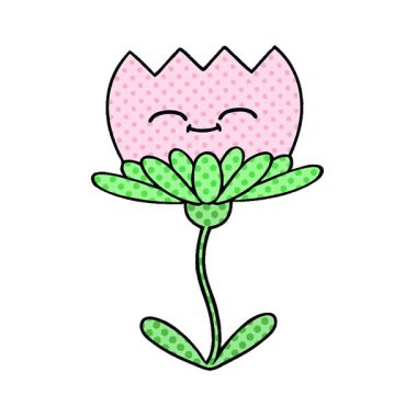 Bir çiçeğin basit bir çizgi roman tarzı çizgi filmi.