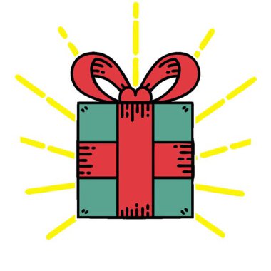 Geleneksel bir hediye şeklinde basit bir döngü animasyon dövmesi