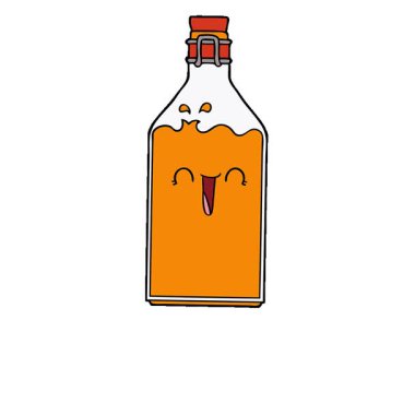 Basit bir çizgi film canlandırması. Eski meyve suyu şişesi.