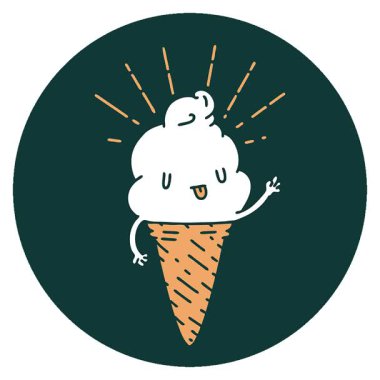 Dövme stili dondurma karakterinin basit bir döngü canlandırma simgesi