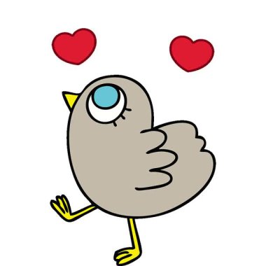 Basit bir kıvrımlı çizgi film karakteri sarı kuş çizimi.