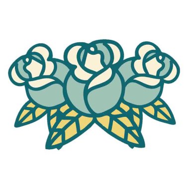 Bir buket çiçeğin basit bir döngü ikonik dövme görüntüsü