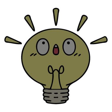 Parlayan bir elektrik ampulünün basit bir çizgi filmi.