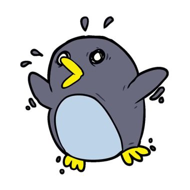 Basit bir çizgi film korkmuş penguen.