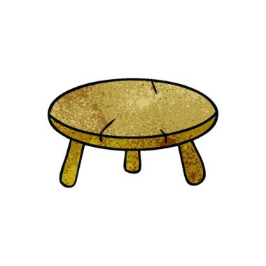 Basit bir döngü çizilmiş el çizimi ahşap bir tabure karalaması.