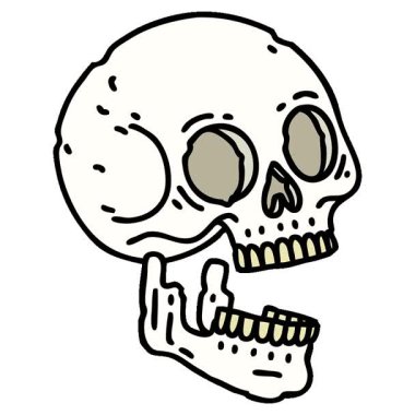 Geleneksel kafatası stilinde basit bir döngü dövmesi.