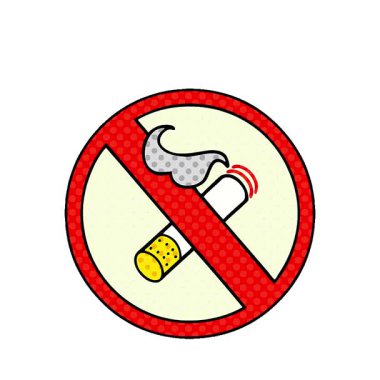 Sigara içilmeyen işaretin basit bir çizgi roman tarzı çizgi filmi.