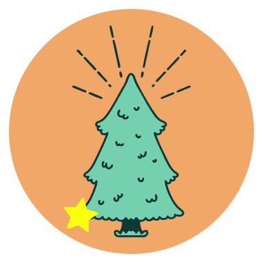 Dövme stili çam ağacının basit bir döngü simgesi