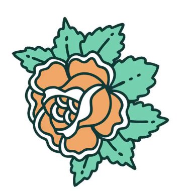 Basit bir döngü ikonik dövme tarzı gül görüntüsü