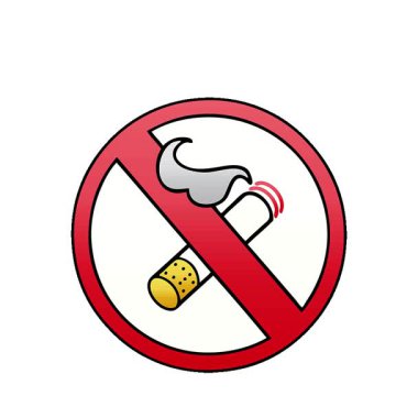 Sigara içilmesine izin verilmeyen bir işaretin basit bir döngü eğimli gölgelendirilmiş çizgi filmi