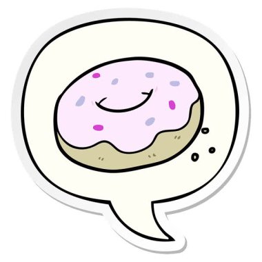 Basit bir döngülü çizgi film donutu. Üzerinde konuşma kabarcığı etiketi var.