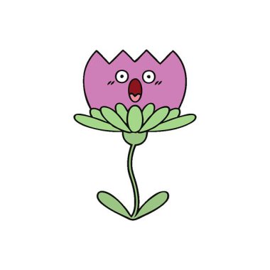 Basit bir döngü, sevimli bir çiçek karikatürü.