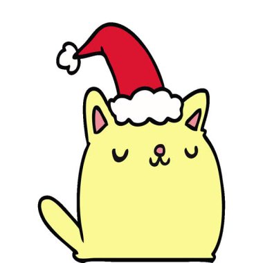 Kawaii kedisinin Noel karikatürünü çizmiş basit bir döngü animasyonu.