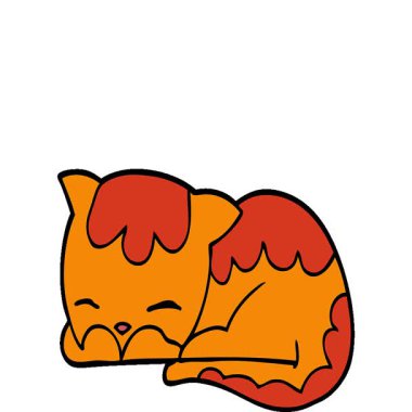 Uyuyan basit bir çizgi film kedisi.