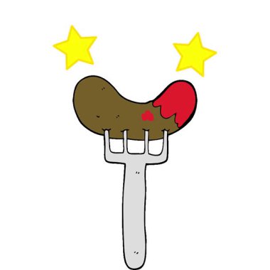 Çatallı basit bir çizgi film sosisi.