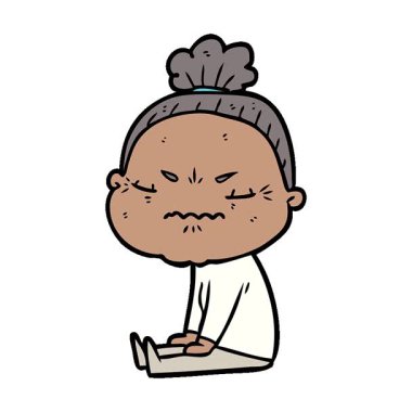 Basit bir çizgi film çizgi filmi yaşlı bayanı sinirlendiriyor.