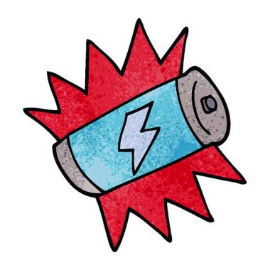 Basit bir çizgi film animasyonu. Tamamen şarj edilmiş bir pil.