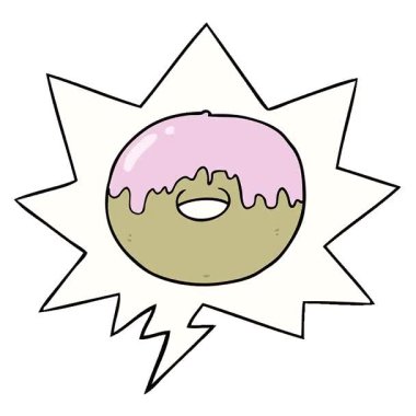 Konuşma baloncuklu basit bir çizgi film donutu