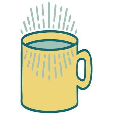 Basit bir döngü ikonik dövme tarzı kahve görüntüsü.